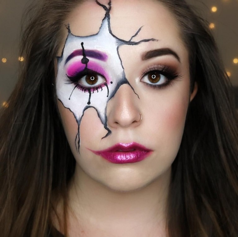 Trauriges Clown Gesicht schminken nicht gruselige Make-up Ideen für Frauen