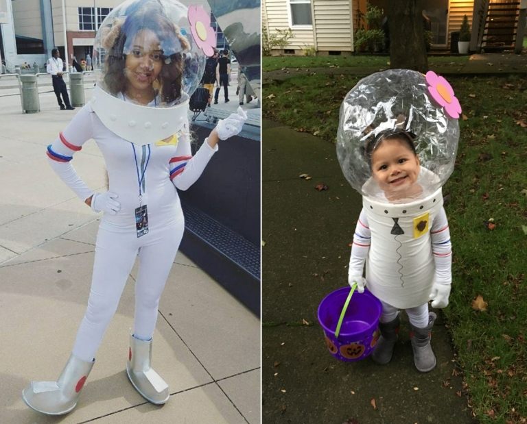 Halloweenkostüm Idee für Sandy mit Astronautenanzug und Haube