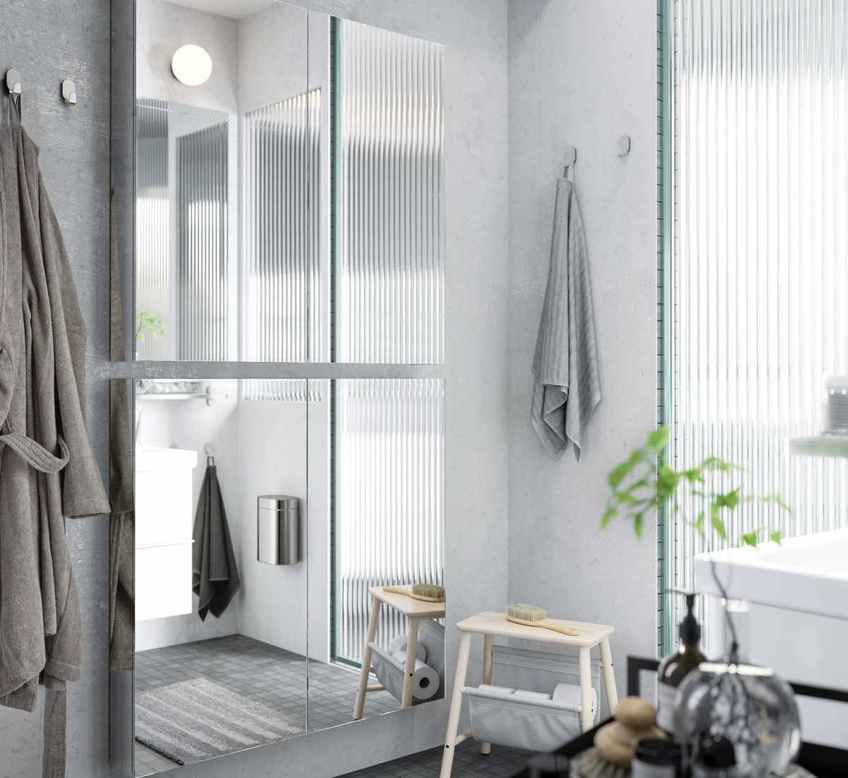 Ikea Bath room featuring textiles in the new Catalog 2020 bath accessories and chairs