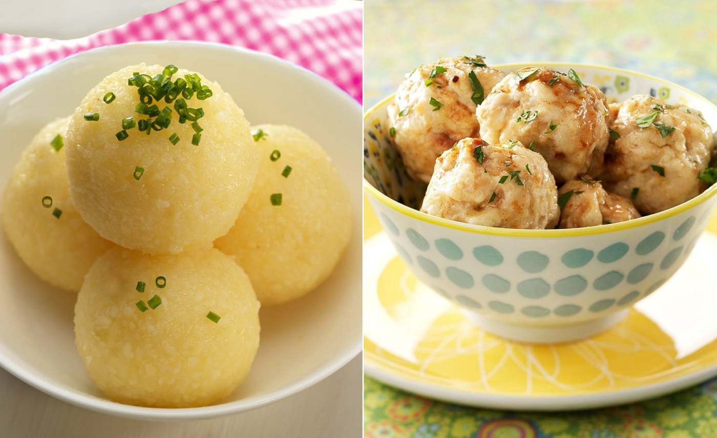 Prepare dumplings from potatoes or breads as an addition to meat
