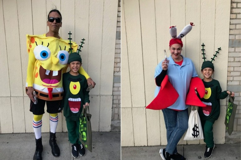 Kostümidee für Kinder und Erwachsene - Plankton, Spongebob und Mr. Krabs für die Familie