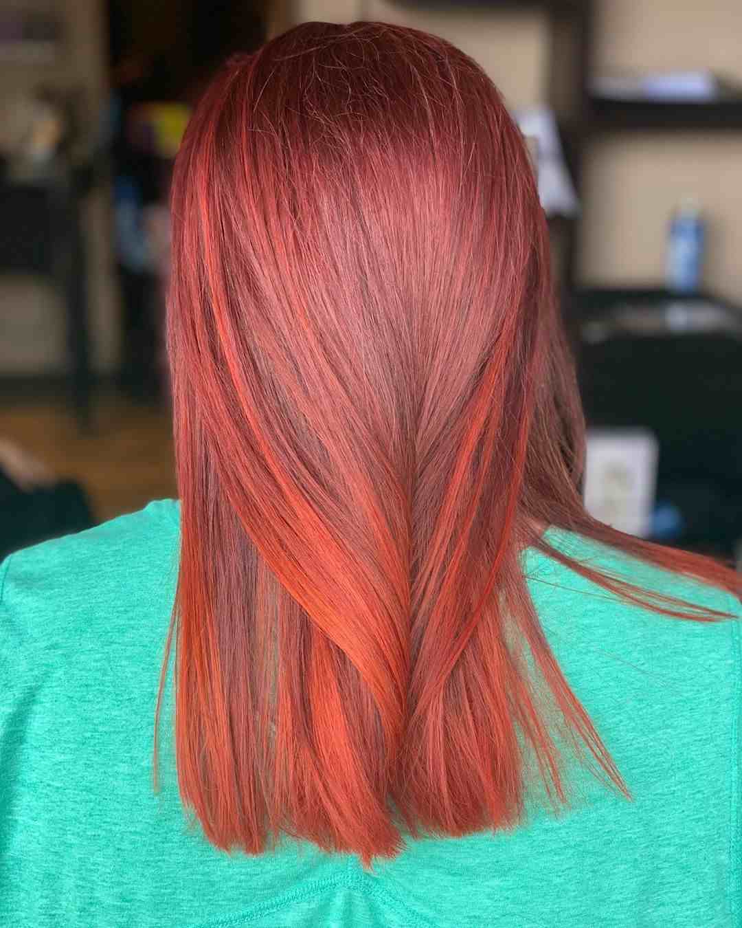 Copper Red Balayage on Brown Hair Women Trend
