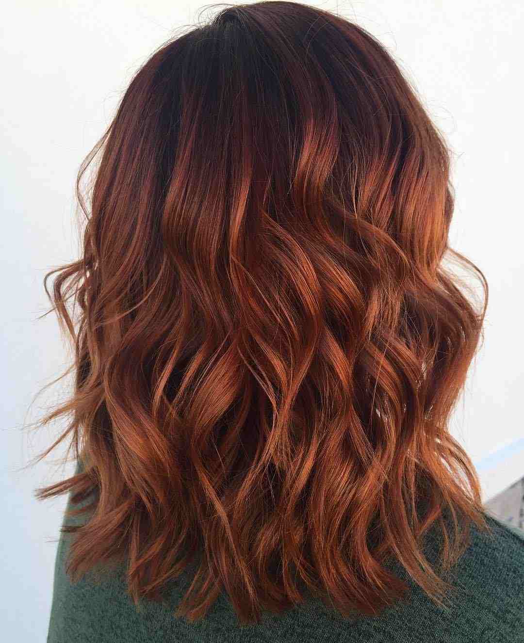 Copper red hair with brown highlights Highlights locking with smooth iron