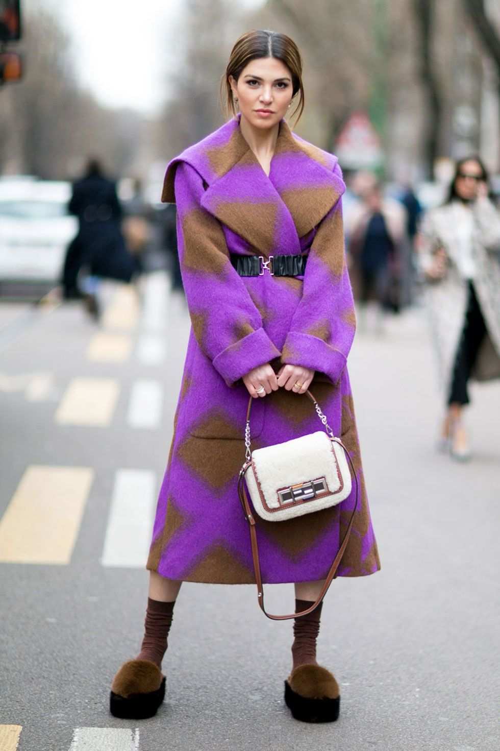 Combine Millenial Purple Trend Color Autumn 2019 Wool Coat