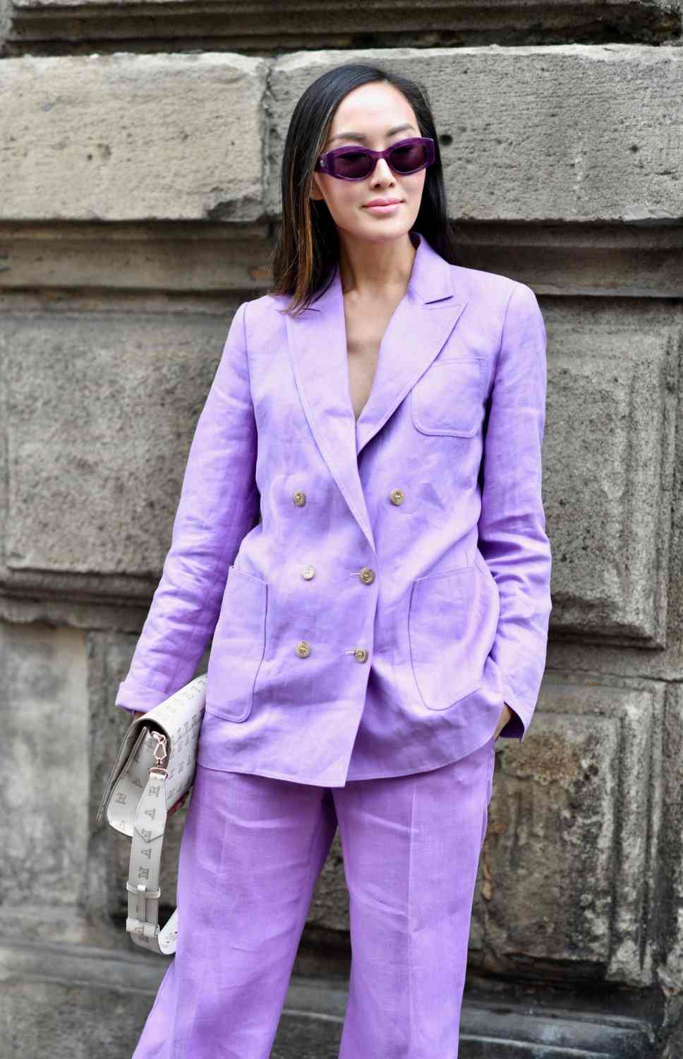 Outfit Ideen für die Arbeit Violett kombinieren