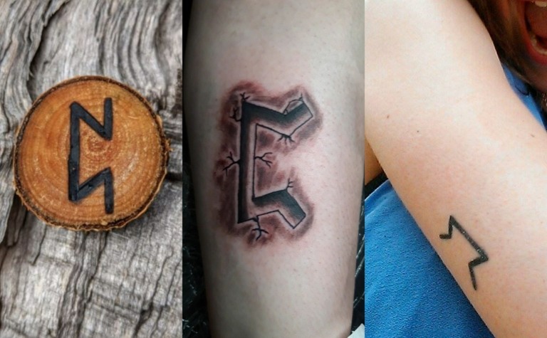 Perhtro Wikinger Symbole Bedeutung Tattoodesign für Frauen Oberarm