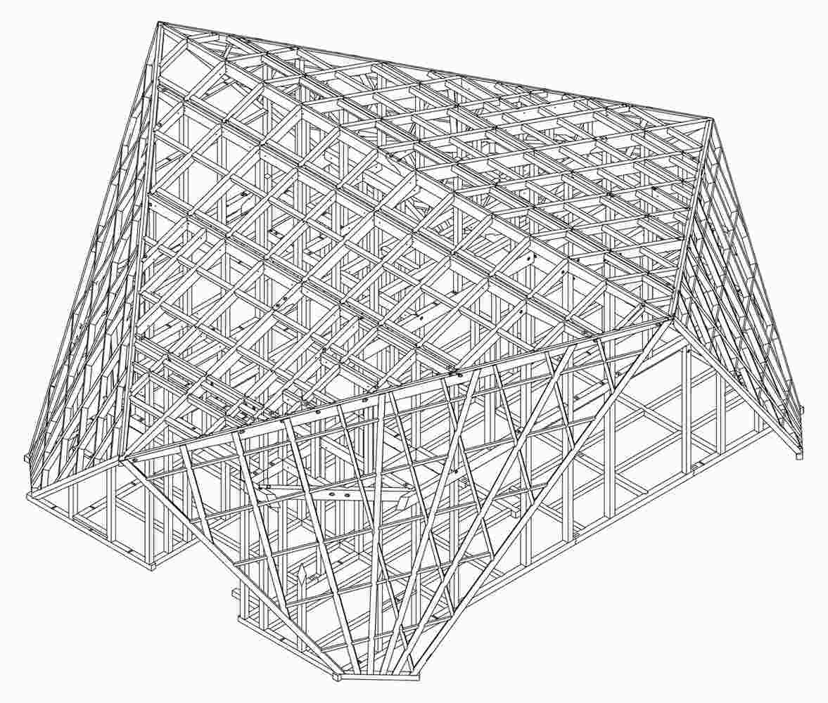 Bauplan vom Satteldachhaus zeigt ein Element in 3D
