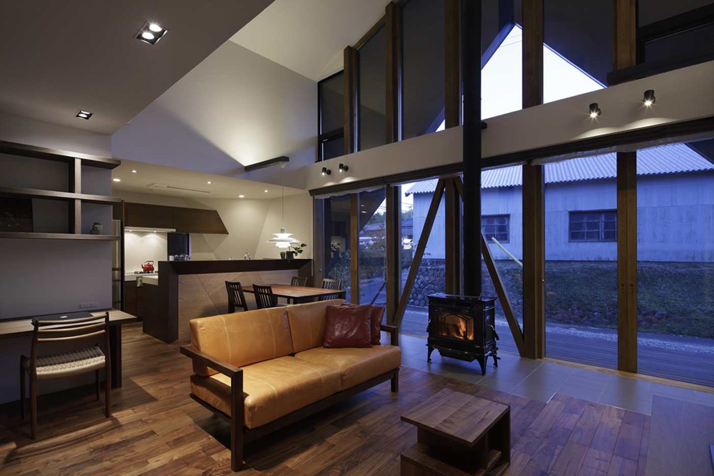 Roof tops and high ceilings in residential indirect lighting create comfortable ambience