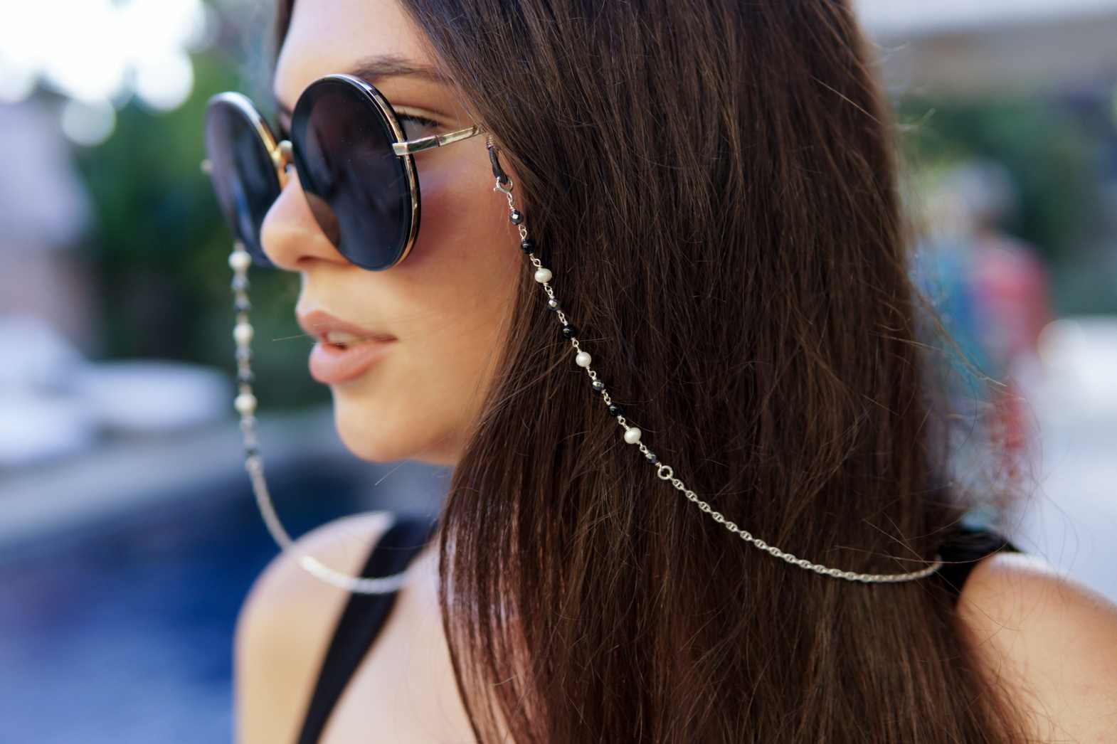 Frame Chain Disco Sonnenbrillen-Kette in Mettallic Damen Accessoires Sonnenbrillen 