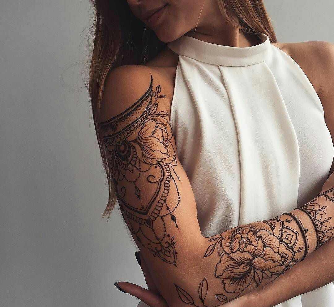 Tattoo Design Women Arm Tattoo Pain Mandala Motive Meaning.