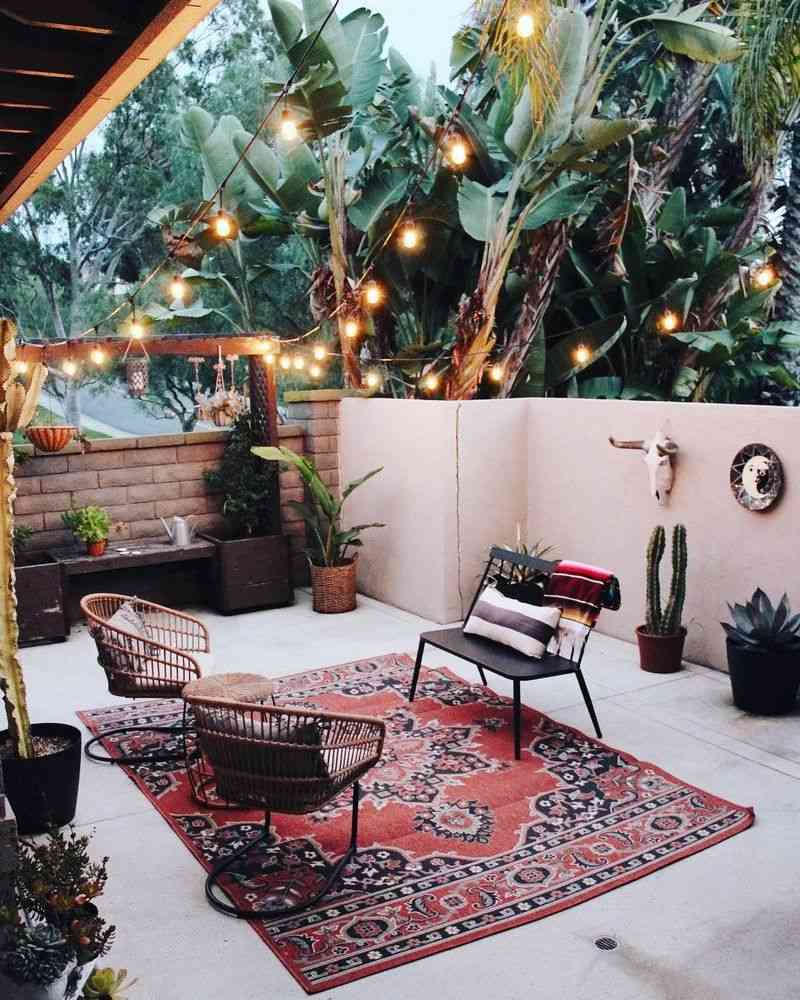 Terrasse Boho Chick Wohntrends elegant Marokkanischer Teppich