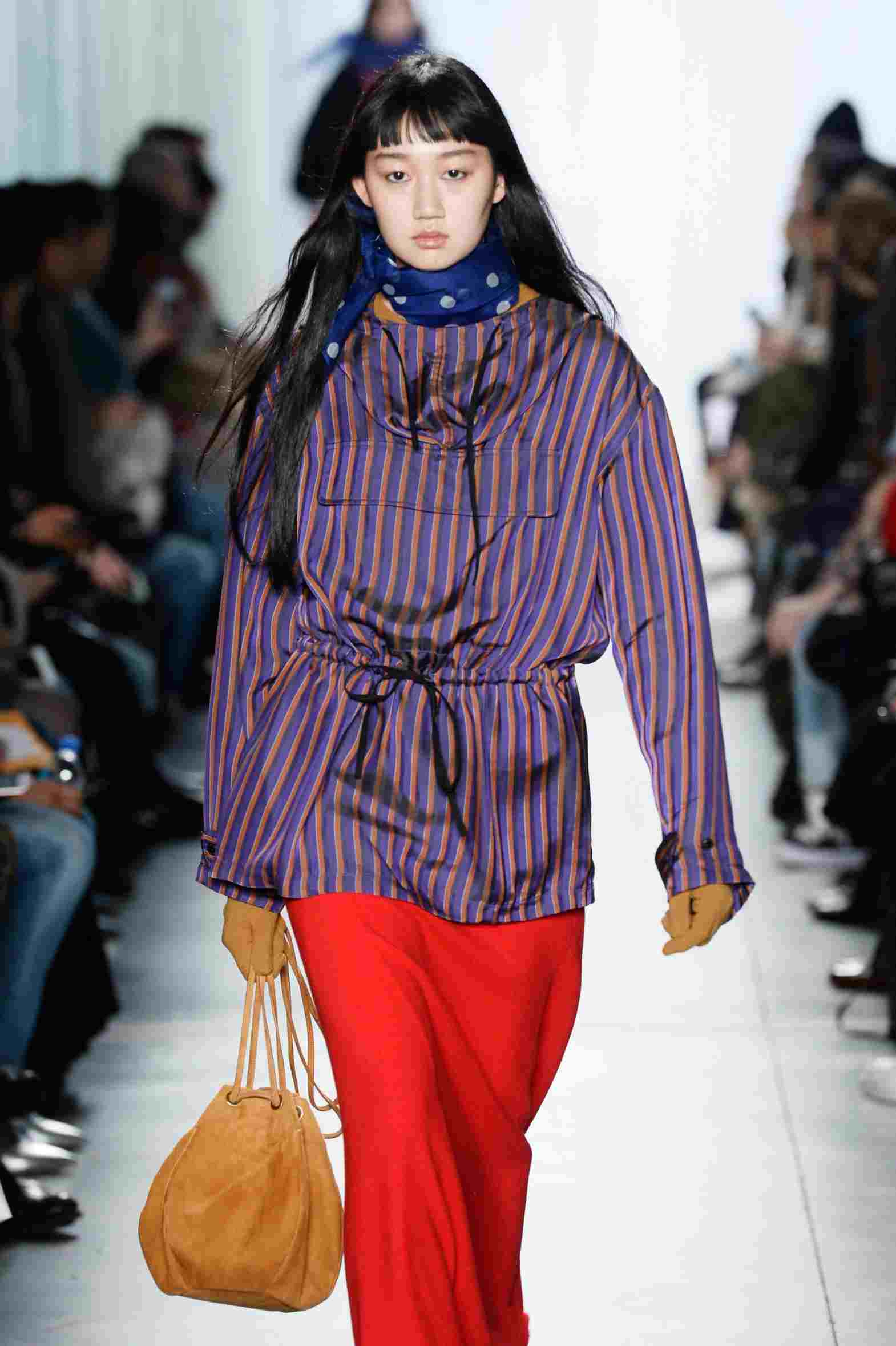 Violet with red combine fashion trend handbag from wild leather