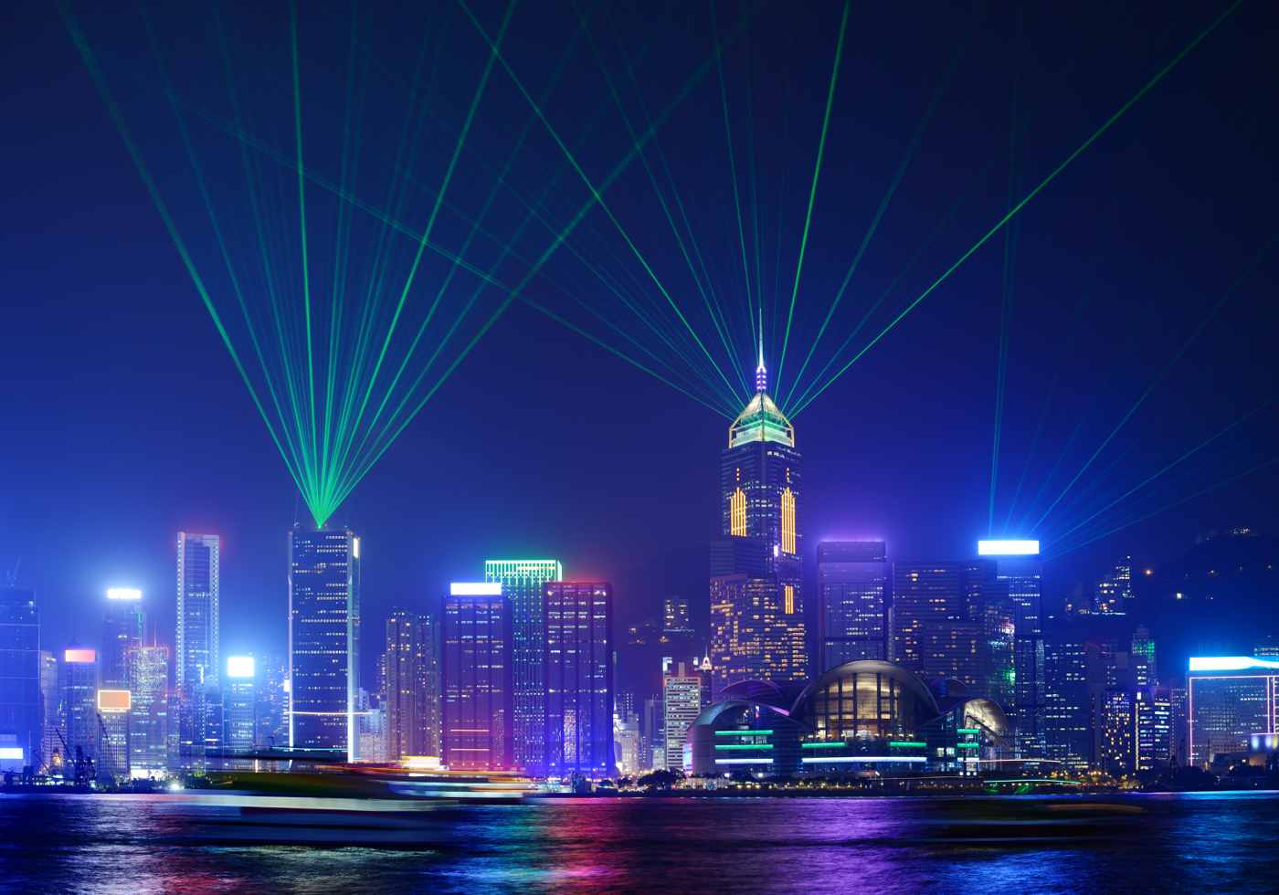 Christmas and New Year in China celebrate photo of Hong Kong at night 