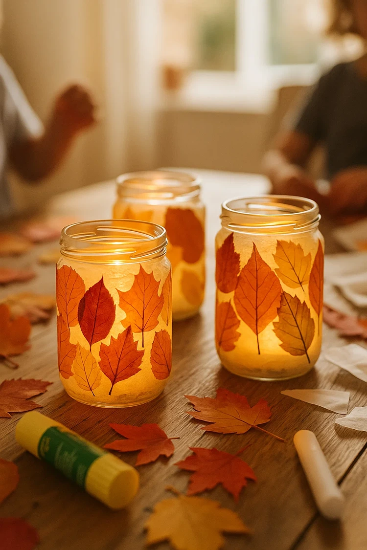bastelideen herbst kita blätterlaternen