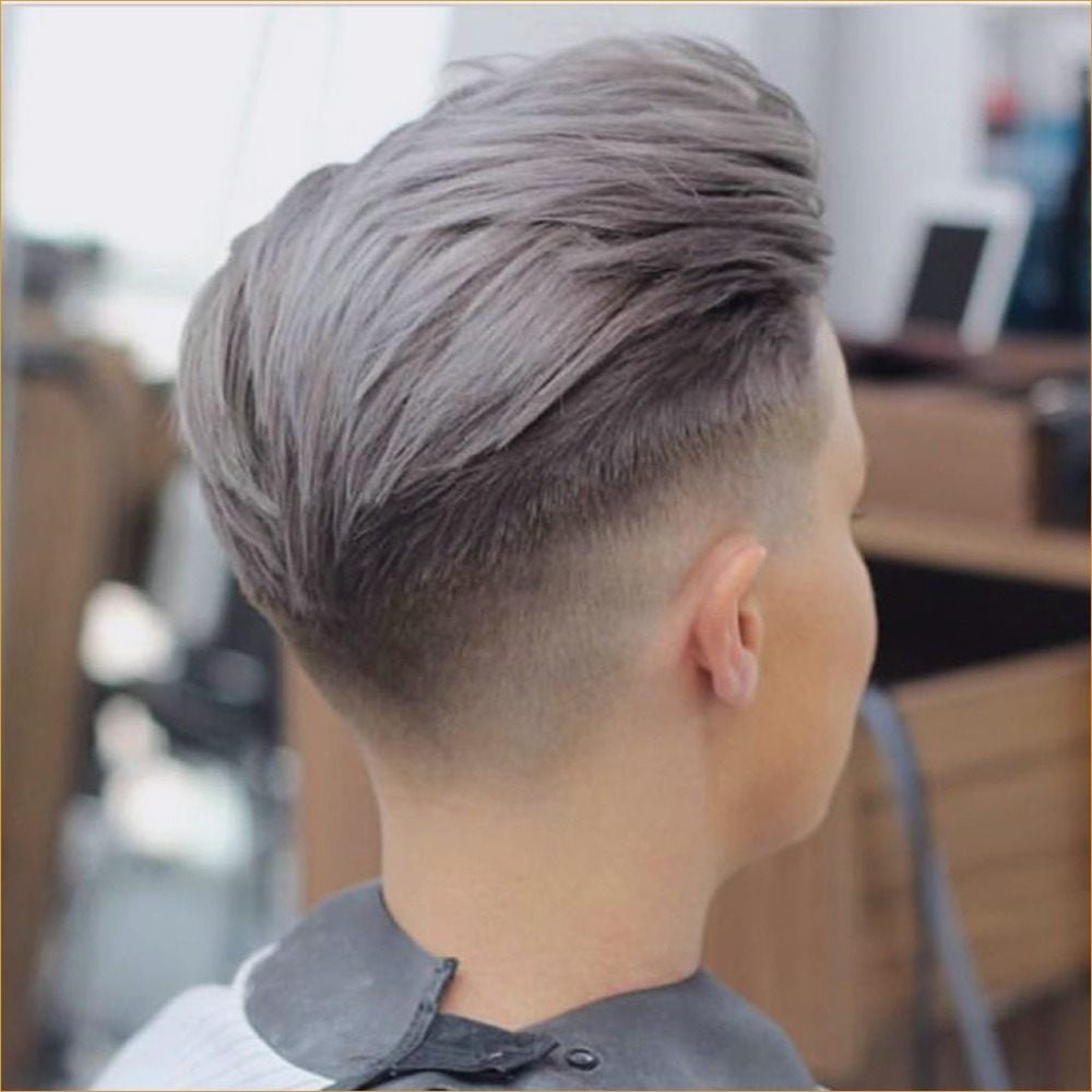 fade cut hairstyle undercut for young gray hair dyed trend
