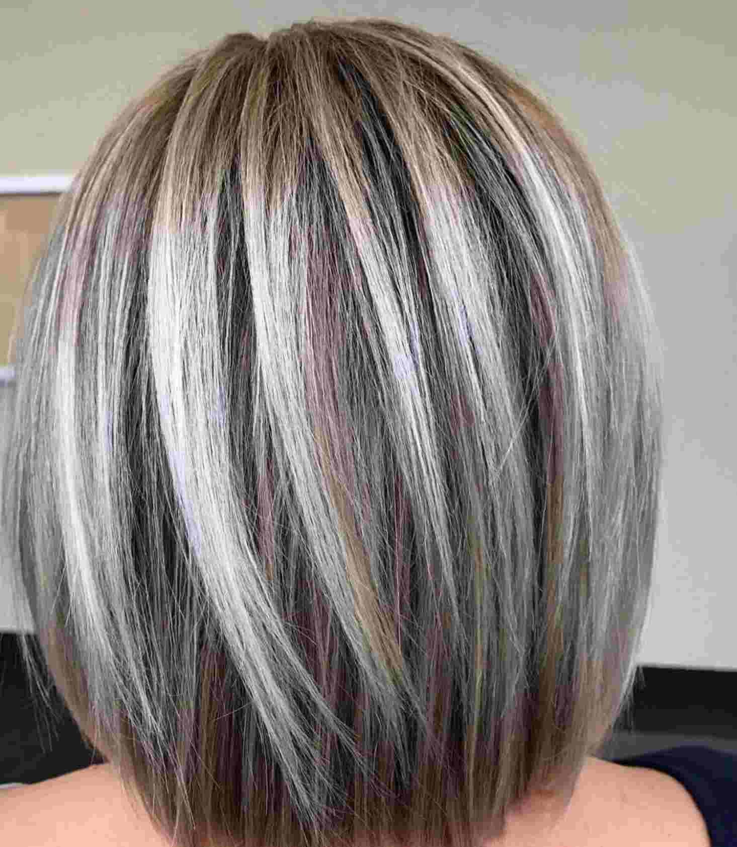 gray stray colors long Bob Hairstyle Hair Trends