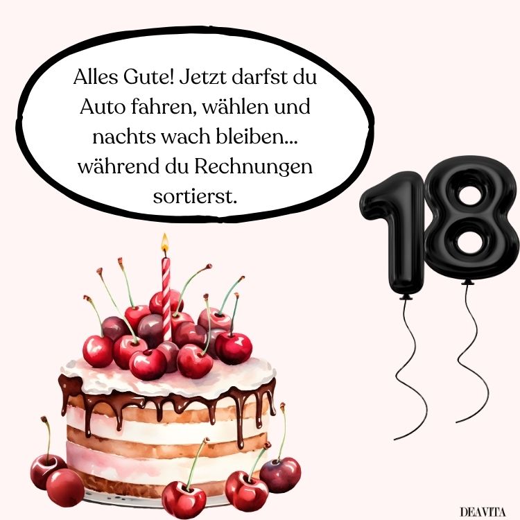 lustige wünsche zum 18. geburtstag mädchen