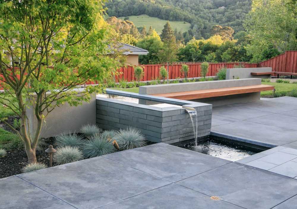 modern landscaped garden with concrete and laundry fixtures