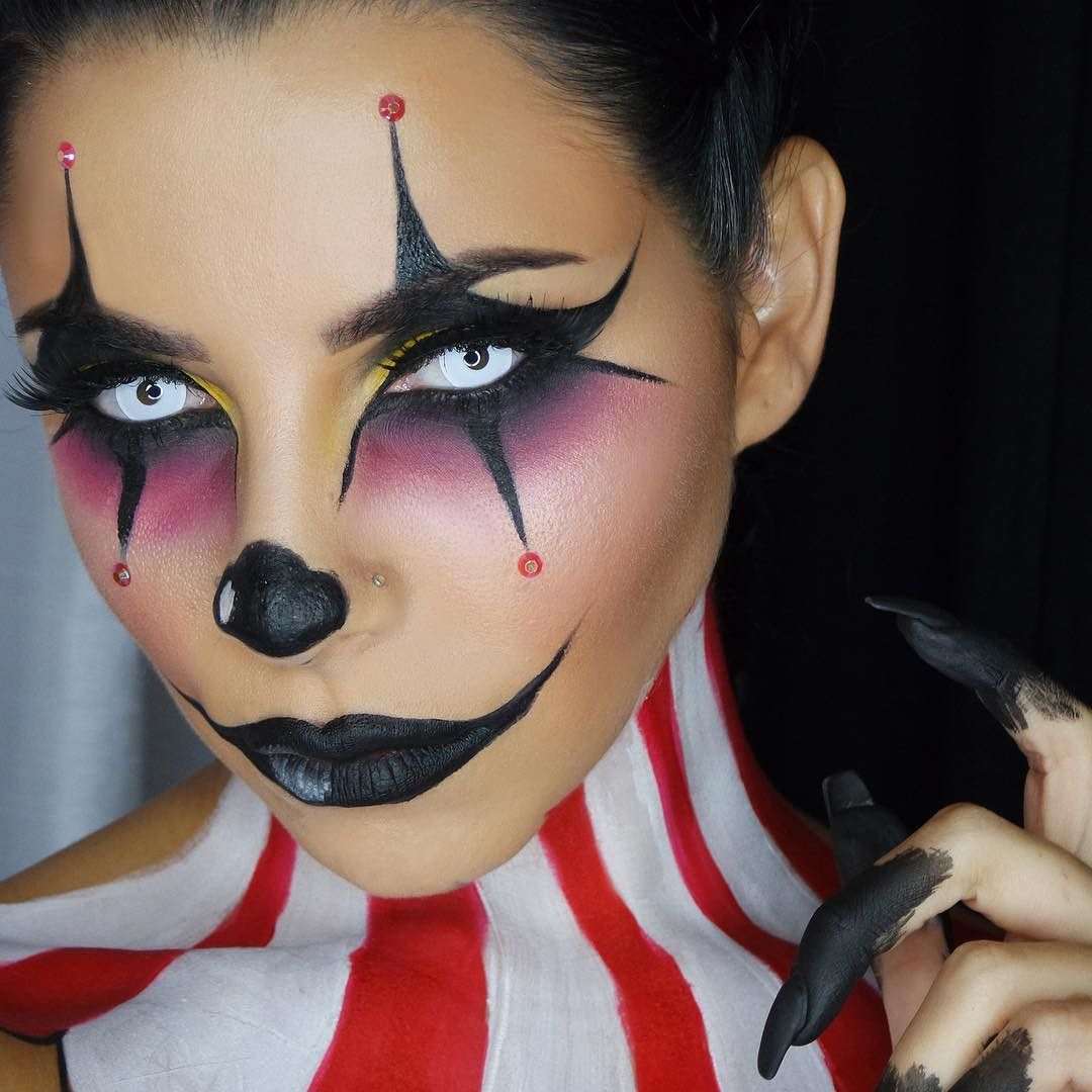 modern clown make up instruction hellooween costume woman easy