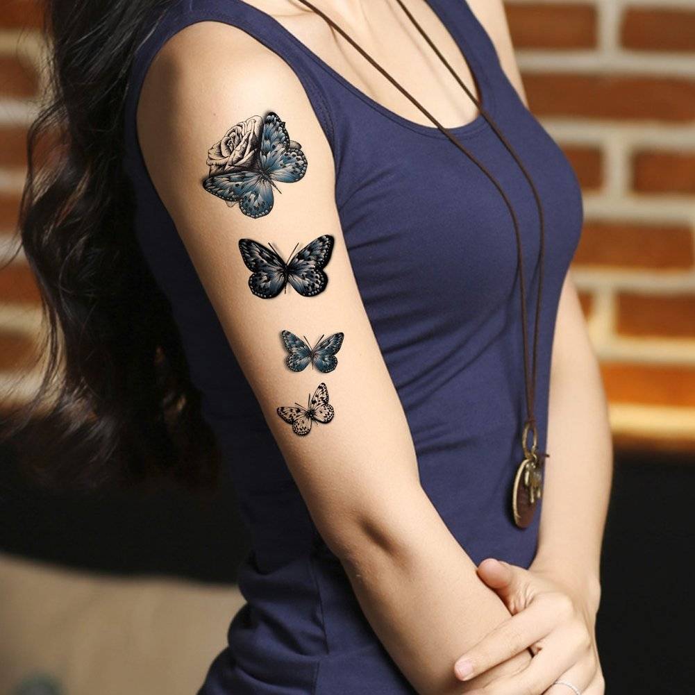 3d Schmetterling Tattoodesign für Frauen Oberarm Tätowierung Ideen