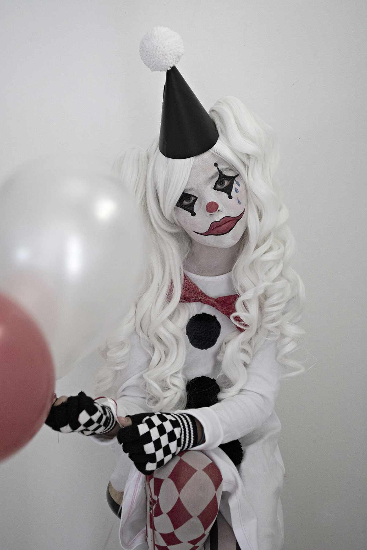 Clown Kostüm für Frauen Karneval Make-Up Ideen einfach
