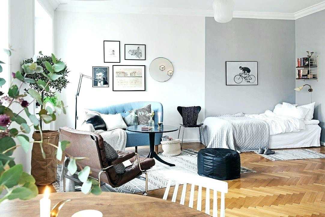 Einrichtungsbeispiele Wohn Schlafzimmer retro Stil Ideen für kleine Einzimmerwohnung