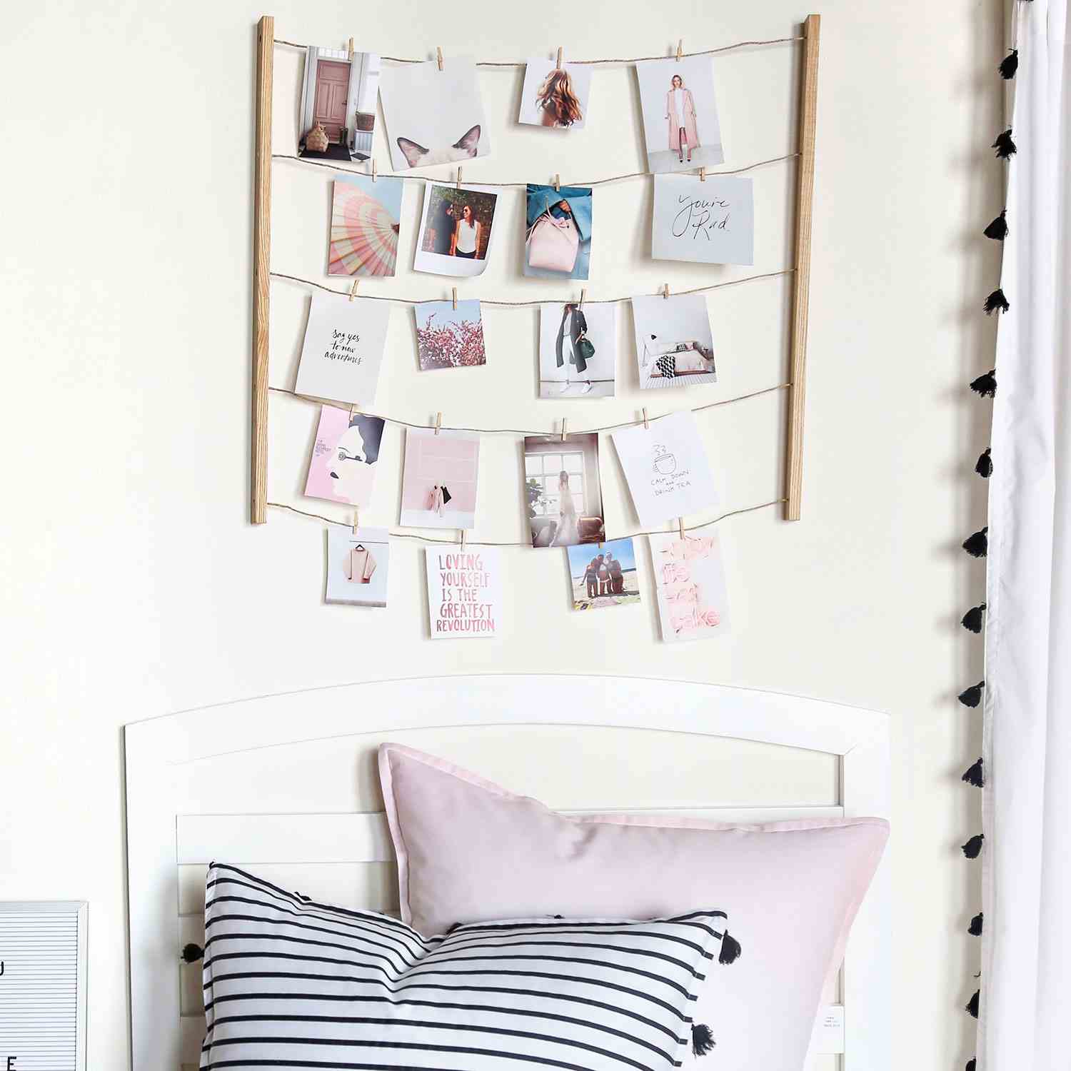 Fotogirlande selber basteln DIY Schlafzimmer Deko Ideen einfach