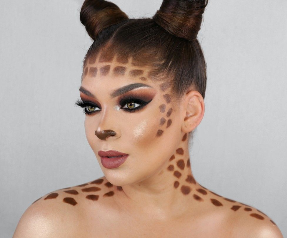 Giraffe Make-Up Frauen Anleitung Halloween Kostüme selber machen