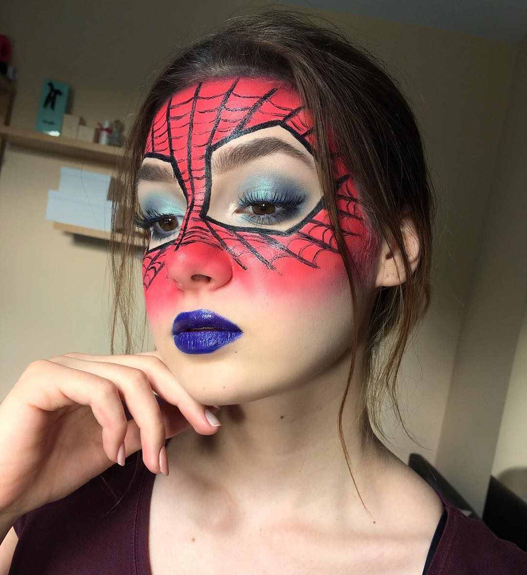 Halloween Schminken Ideen Spiderman Make-Up für Frauen