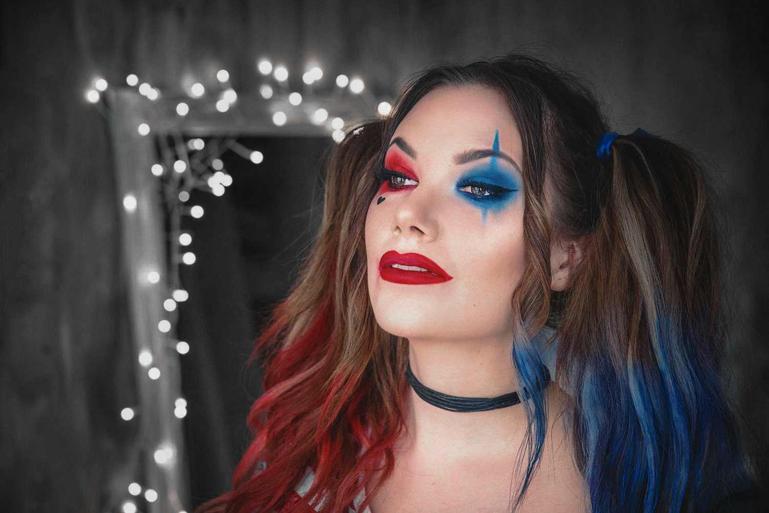 Harley Quinn Make up Anleitung Karnevalkostüm Frauen
