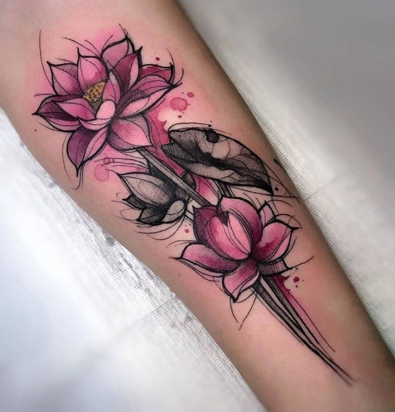 Lotusblume Tattoodesign Mandala Tattooideen für Unterarm Frauen