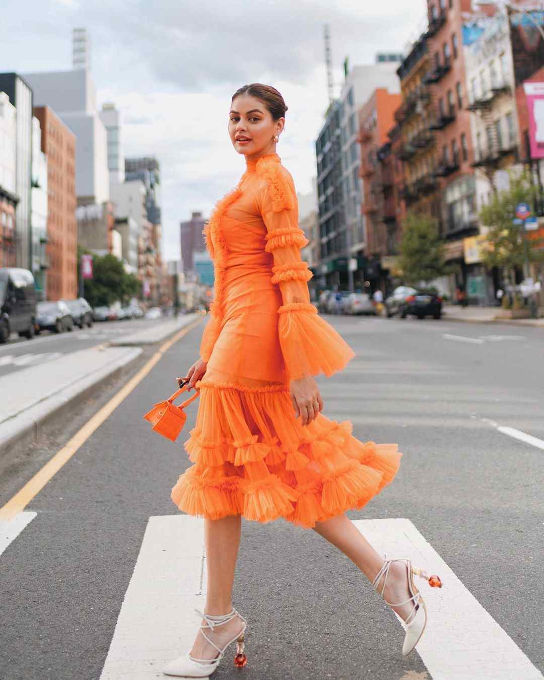 Mandarin Orange kombinieren Kleider Herbst Outfits