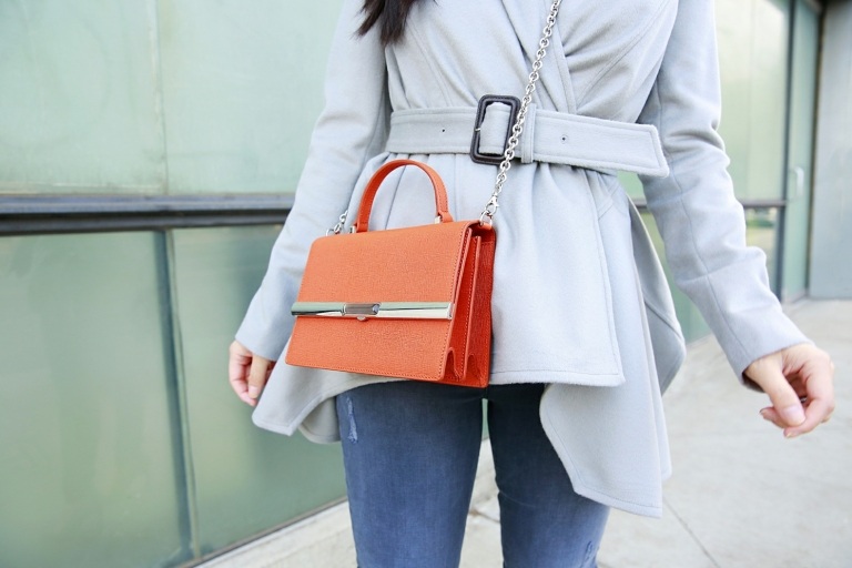 Orange Tasche kombinieren Outfits Ideen für den Herbst Frauen