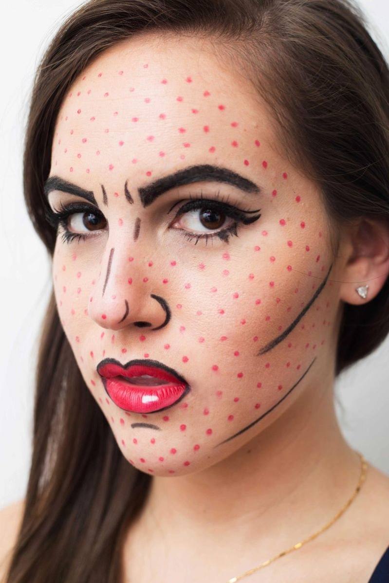 Pop Art Make-Up Anleitung schnelles Karneval Schminke