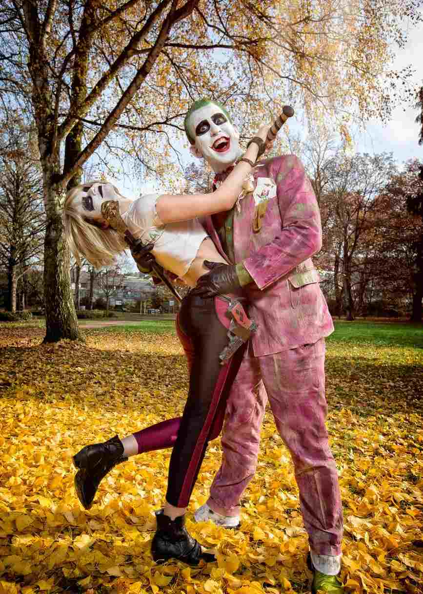 The Joker Make-Up für Männer Harley Quinn Karnevalkostüm Overall
