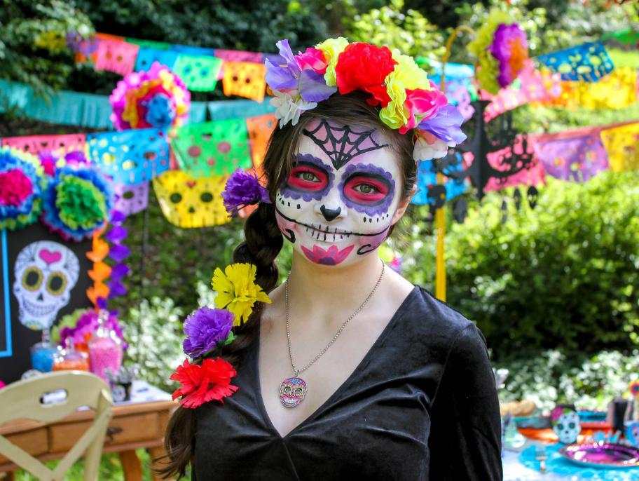Sugar Skull Kinderschminke für Halloween Anleitung für Make-up für Karneval