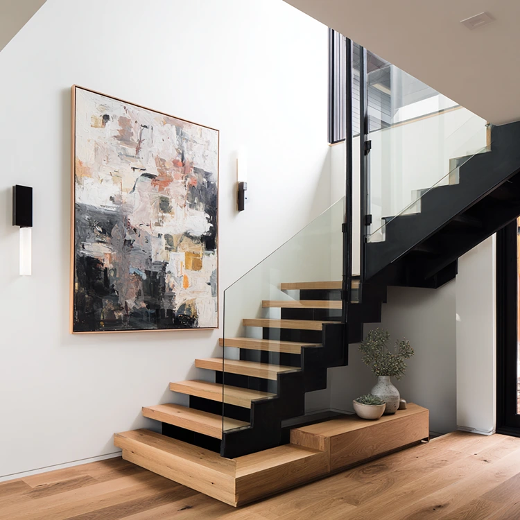 Aufgang der Treppe mit einem großen Wandbild gestalten