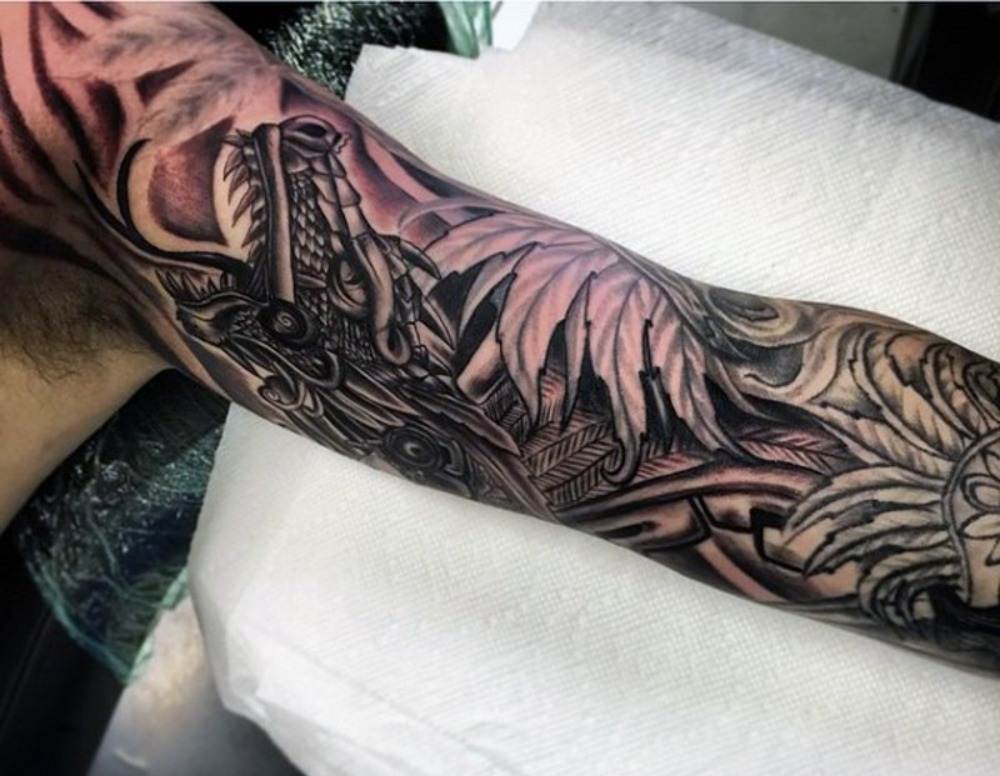 detailliertes schlangen tattoo ärmel mit tollem design für männer