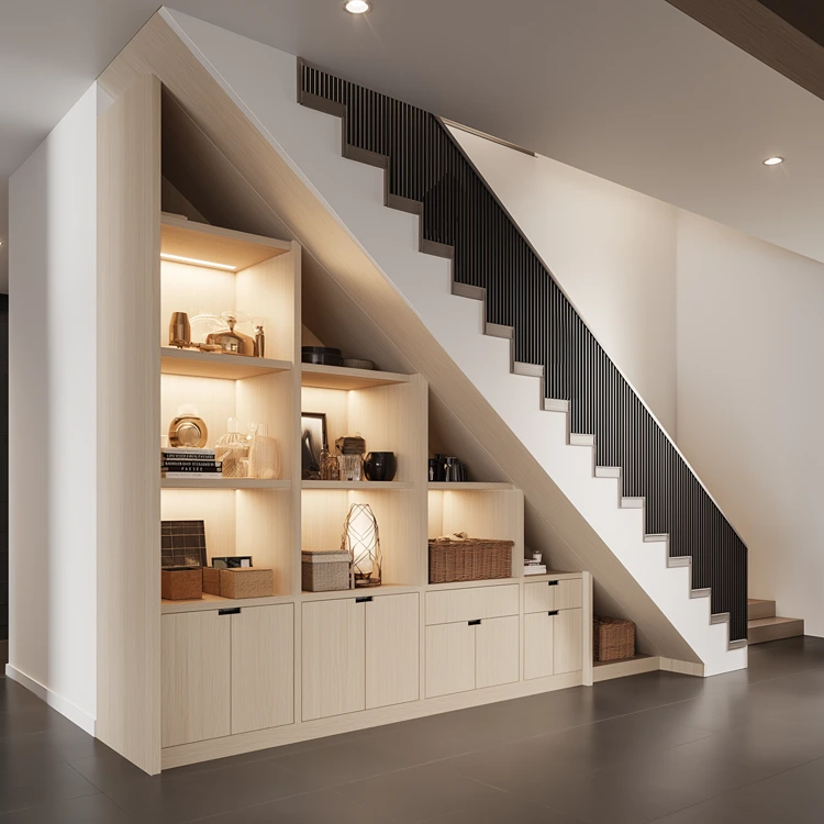 Einbauschränke können unter der Treppe integriert werden