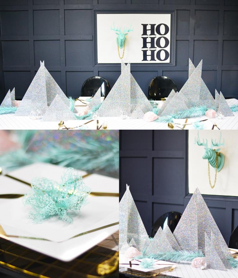 gedeckter Tisch zu Weihnachten moderne Tafeldeko aus Papier festliche Bastelidee