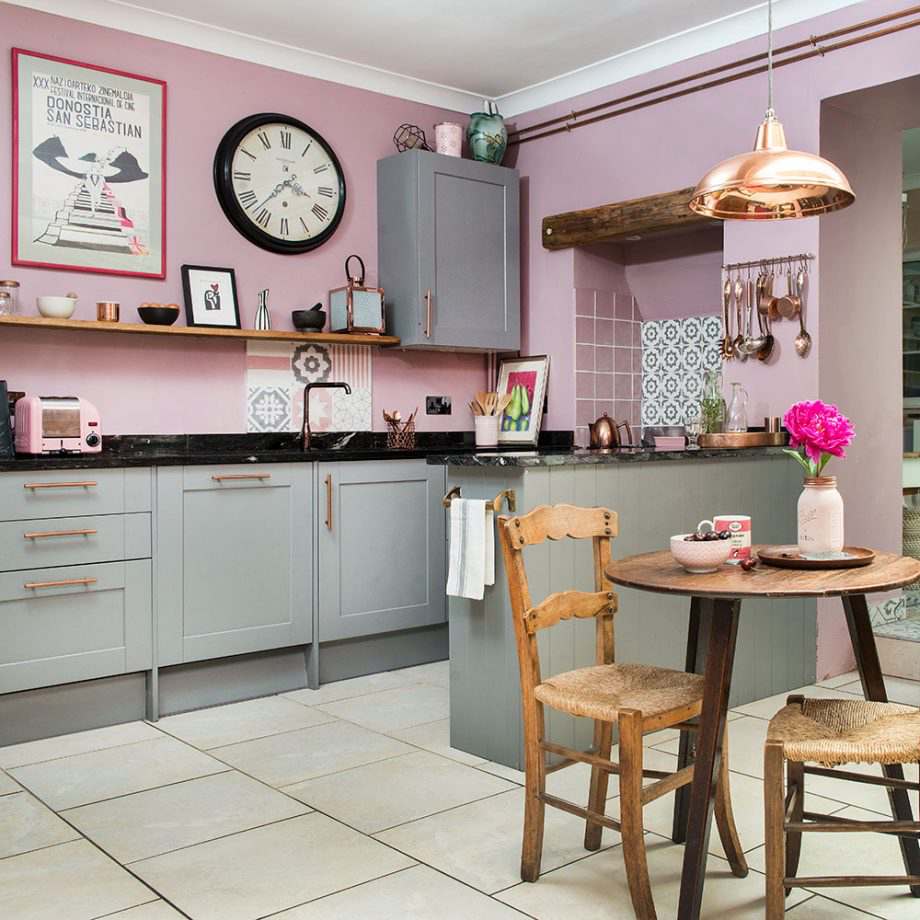 Grau und Rosa in der Küche im Retro Stil kombinieren Farbkombinationen und Renovierungsprojekte
