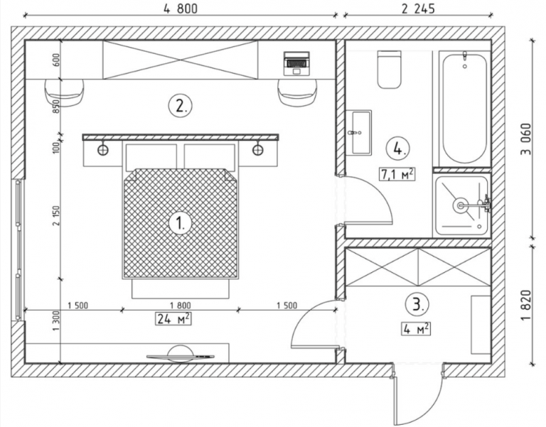 grundriss für großes schlafzimmer teilen mit badezimmer und bedewanne kombinieren