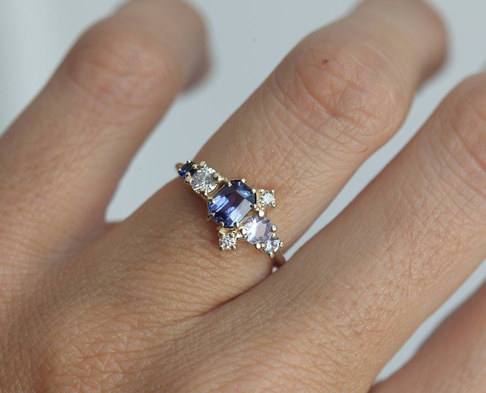 lavendel saphir auf Ring mit Diamanten vintage Hochzeit auf dem Lande organisieren
