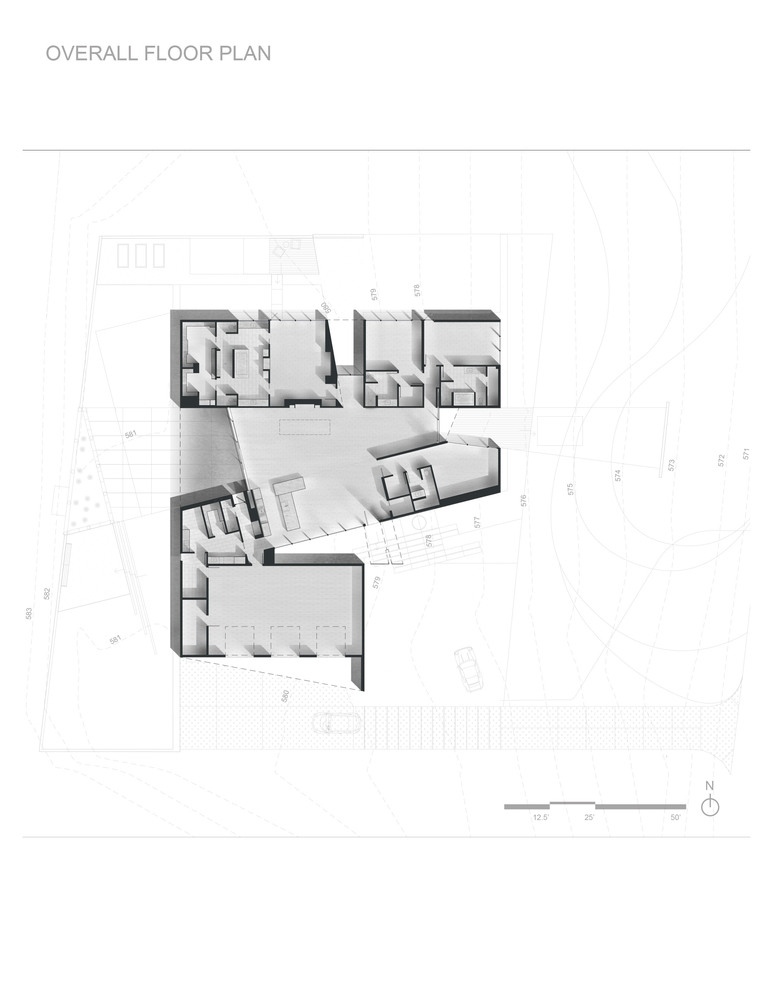 Bauplan vom Einfamilienhaus in Texas mit Aussicht von oben und der Raumverteilung