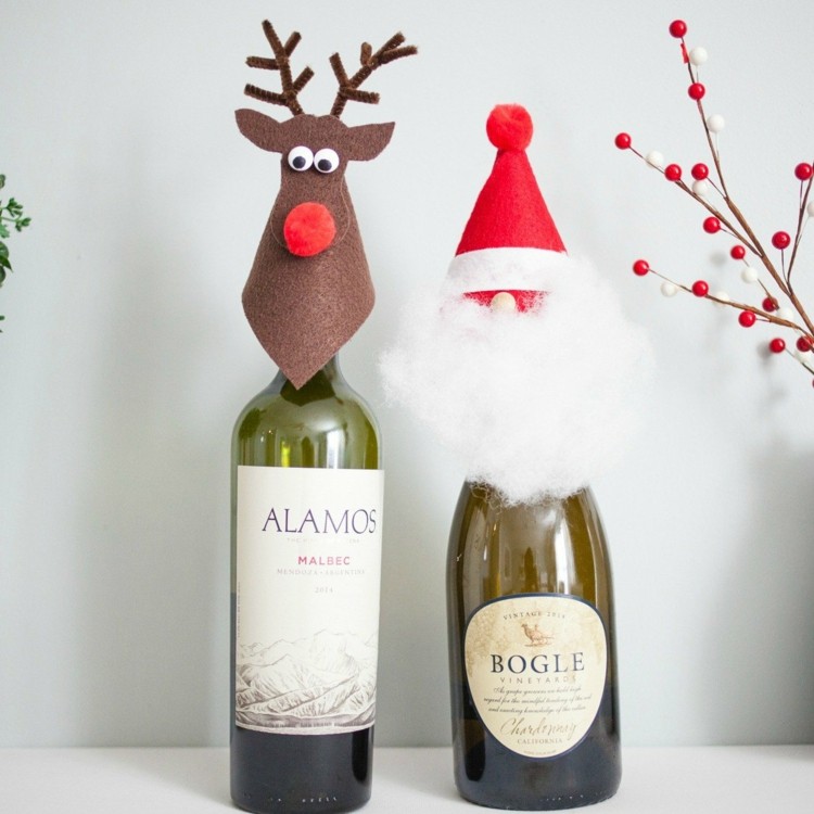 Kleine Weihnachtsgeschenke für Freundinnen DIY Geschenkideen Weinflaschen Deko-resized