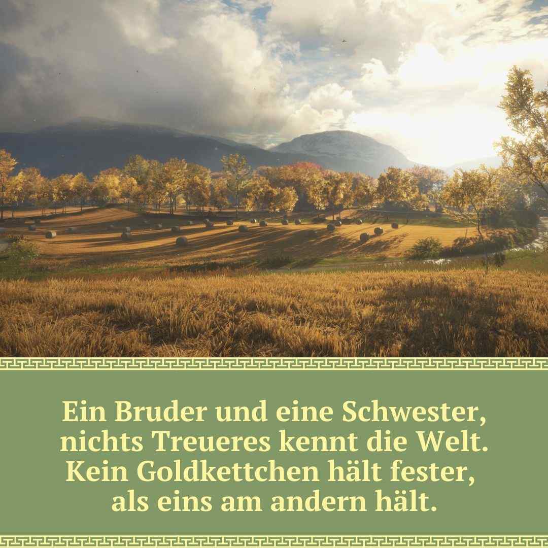 Landschaft als Hintergrundbild mit Spruch über Bruder und Schwester