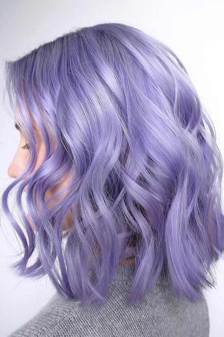 Lilac Hair Long Bob Frisur stylen Haartrends Frauen