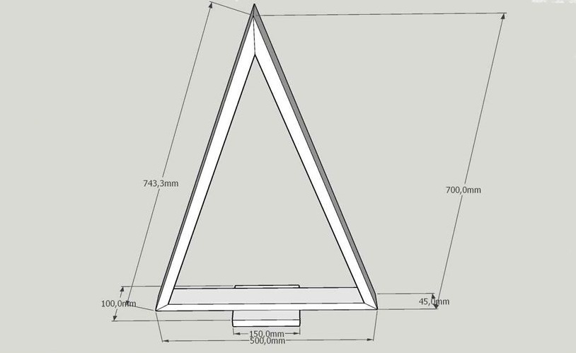 Maße für den minimalistischen Tannenbaum in Form eines Dreiecks