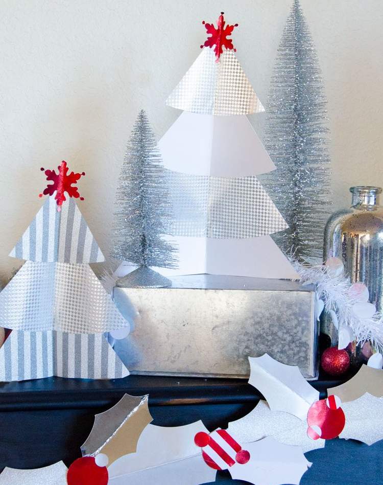 Tannenbaum Papier basteln Ideen für schnelle Weihnachtsdeko zum Selbermachen