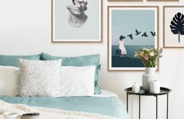 Wandbilder fürs Schlafzimmer modern hellblau schwarz weiss
